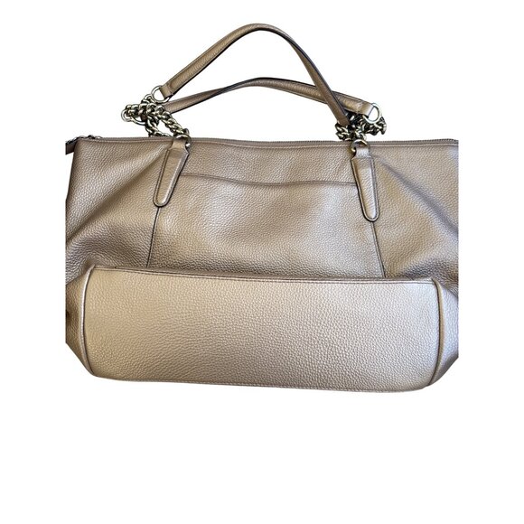 Coach Ava Chain Tote Handbag Purse‎ Metallic Rose Gold Pebbled Leather - Picture 15 of 15